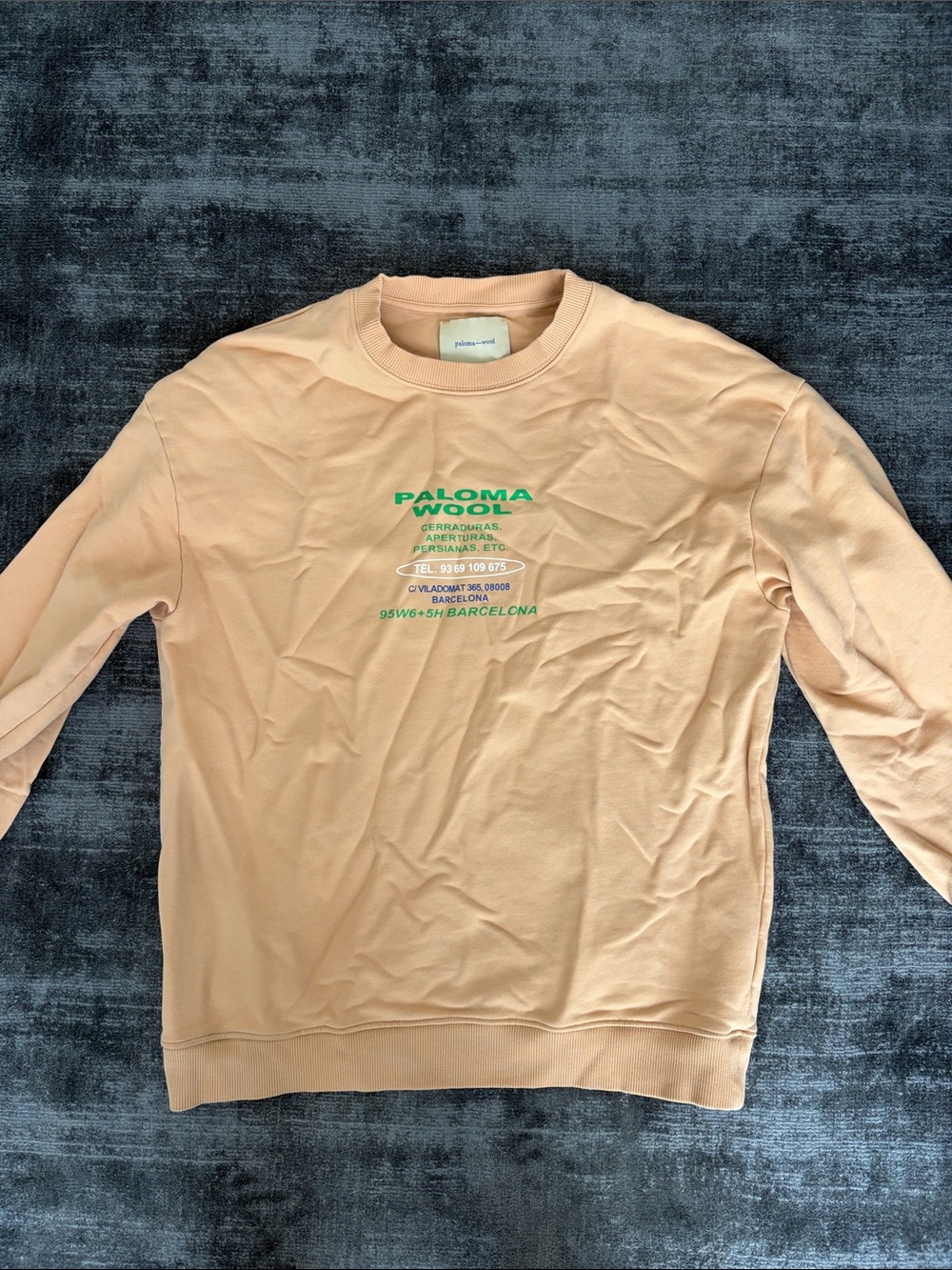 Paloma Wool Peach Crewneck with Green Logo